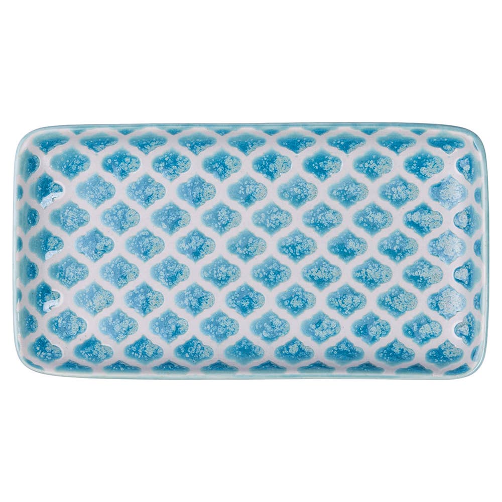 ENSEMBLE RÉACTIF 3 PLATEAUX RECTANGULAIRES BEIGE/GRIS/BLEU