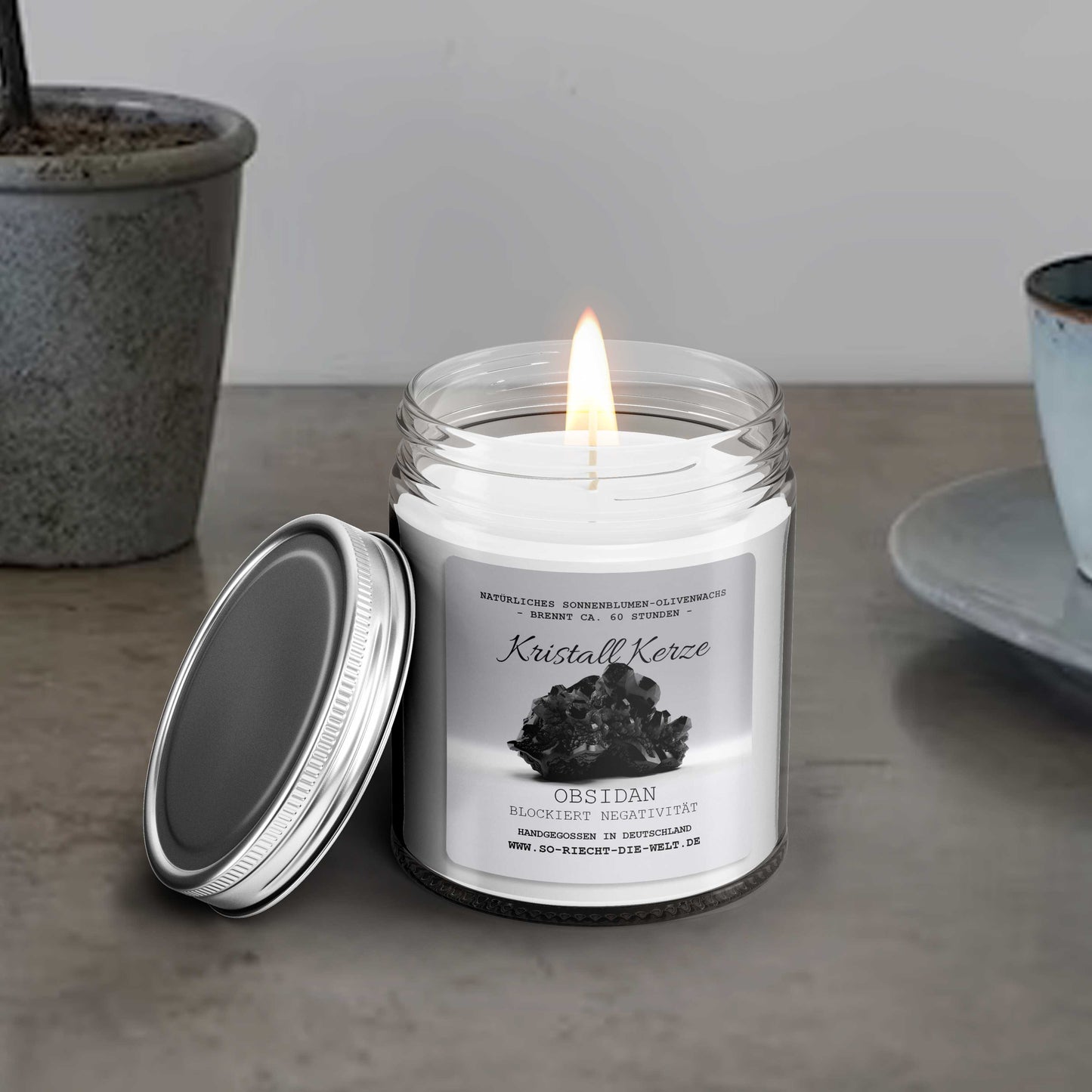 Bougie parfumée en cristal d'Obsidan - Ambre |