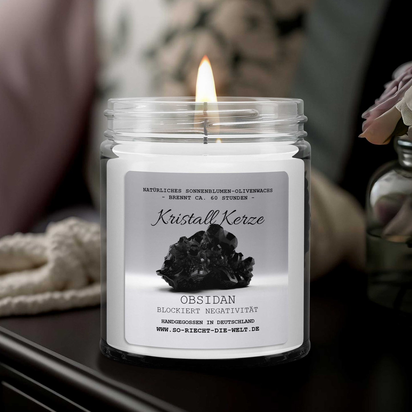 Bougie parfumée en cristal d'Obsidan - Ambre |