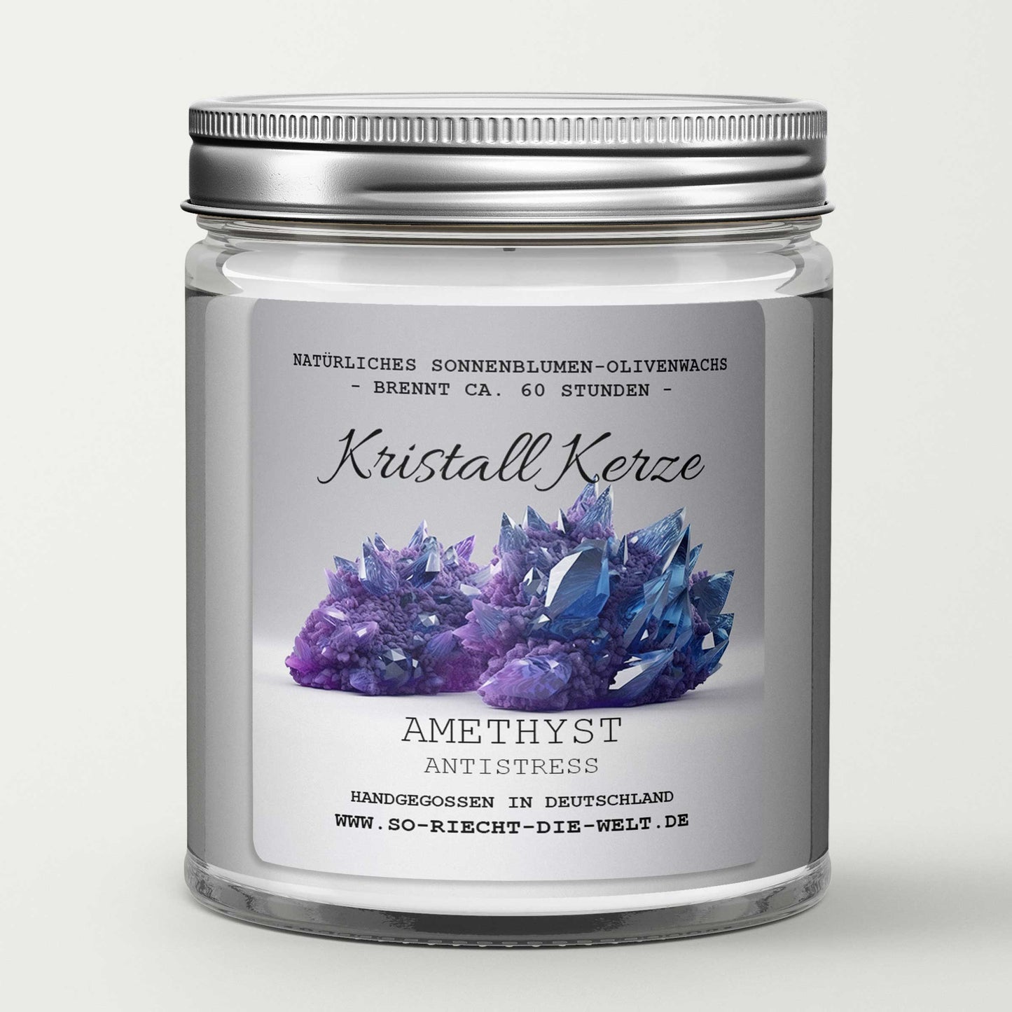 ANTISTRESS - Bougie parfumée en cristal d'améthyste - Jasmin aquatique | Moi