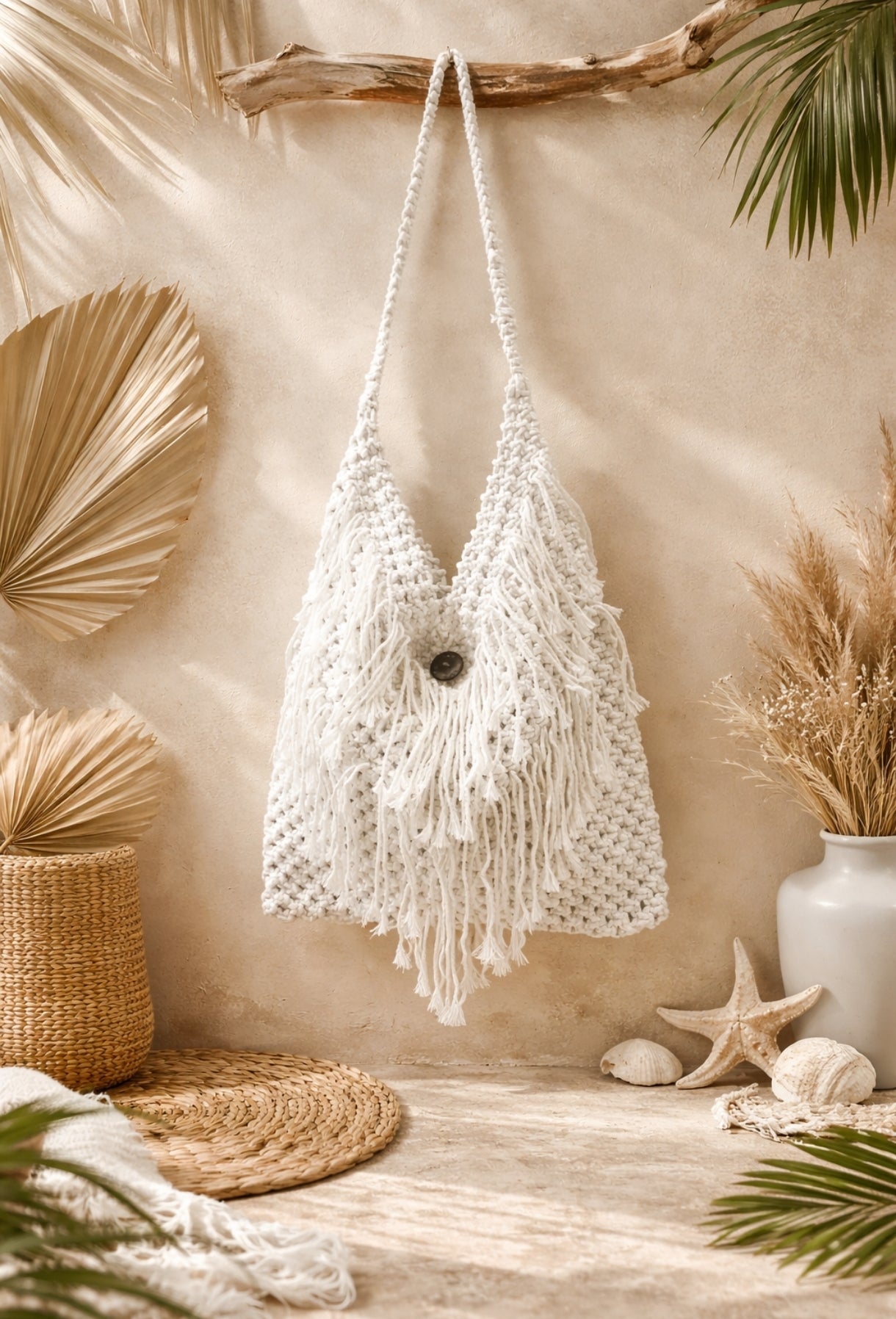 Sac Ibiza en coton crocheté avec franges