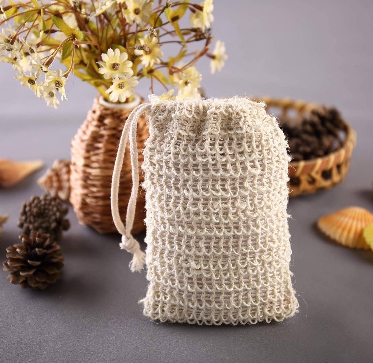 Sac à savon en sisal | Filet de fibres naturelles pour savon