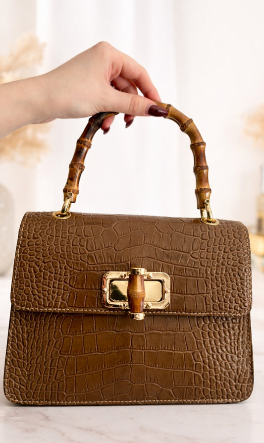 Sac à main en cuir collection ALMA CHIC effet croco