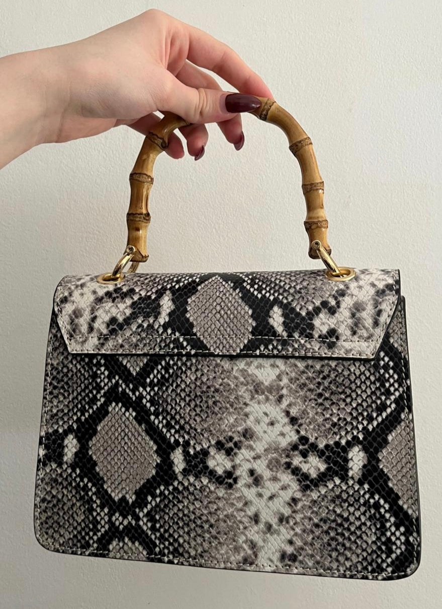Sac à main en cuir collection ALMA inspiration python ance bambou
