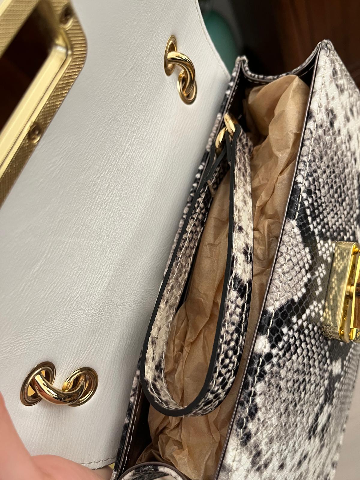 Sac à main en cuir collection ALMA inspiration python ance bambou