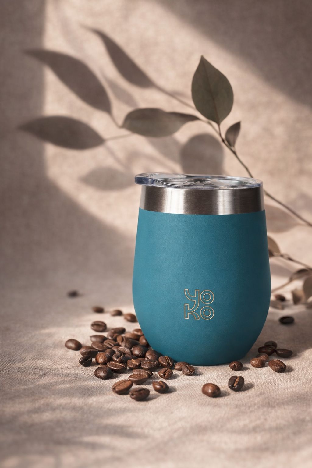 Mug isotherme avec couvercle 250 ml bleu YOKO DESIGN