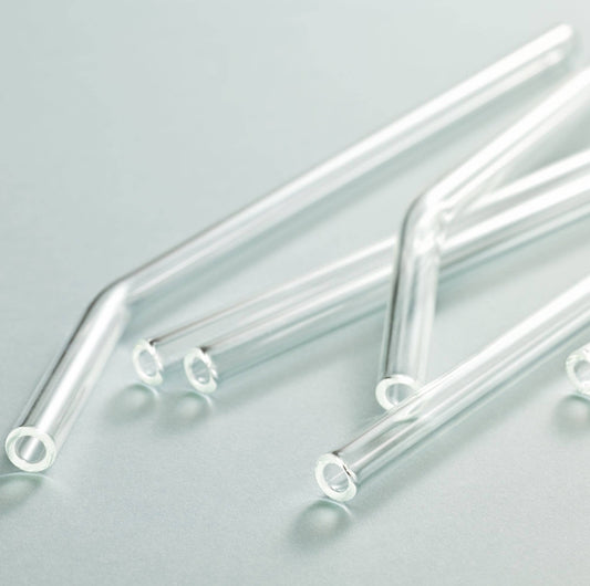Paille en verre incurvée en borosilicate,