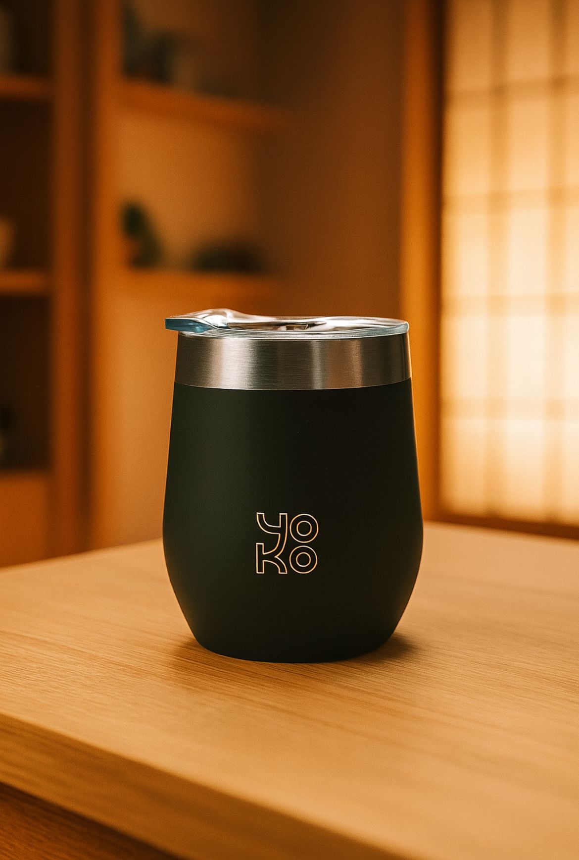 Mug isotherme avec couvercle 250 ml noir YOKO DESIGN